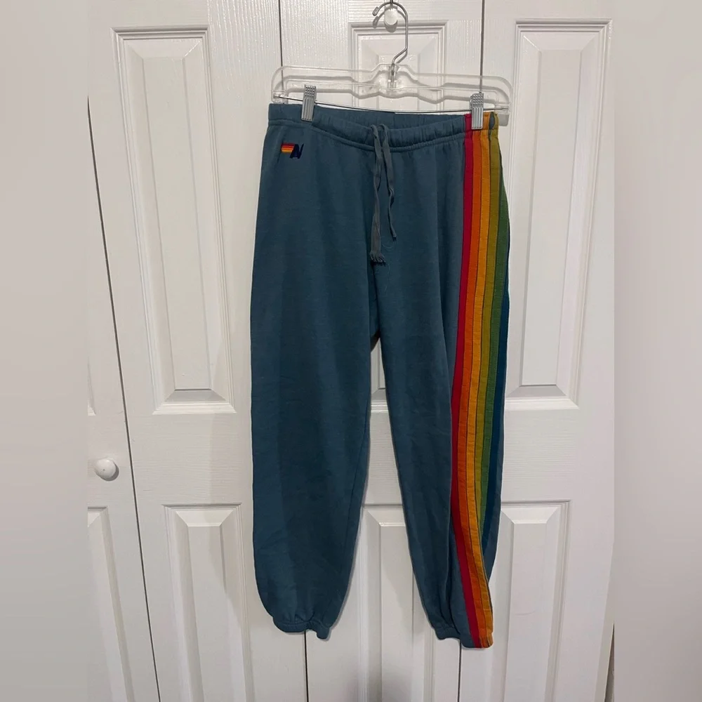 Aviator Nation Five Stripe Sweatpant Blue Size Medium - Picture 2 of 4